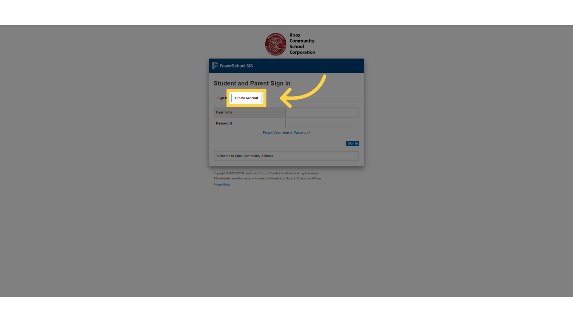Click 'Create Account'