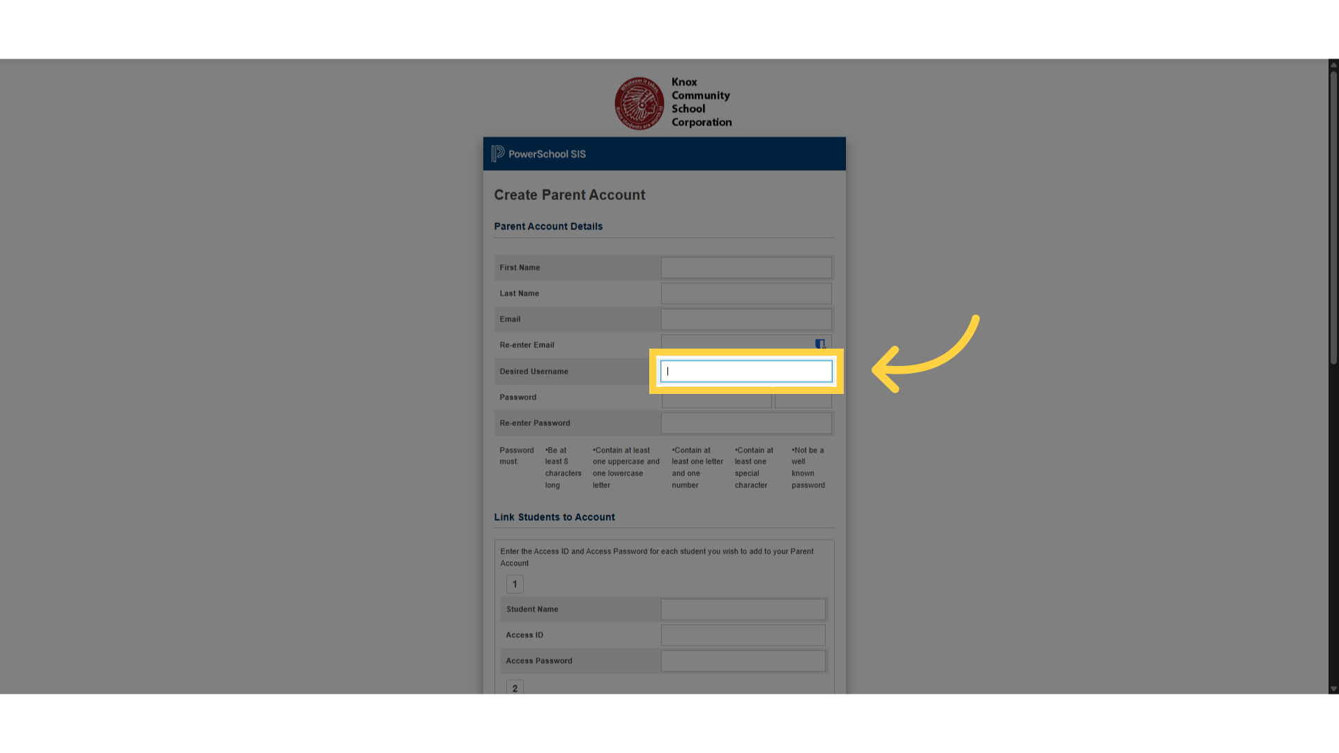 Click 'Desired Username'
