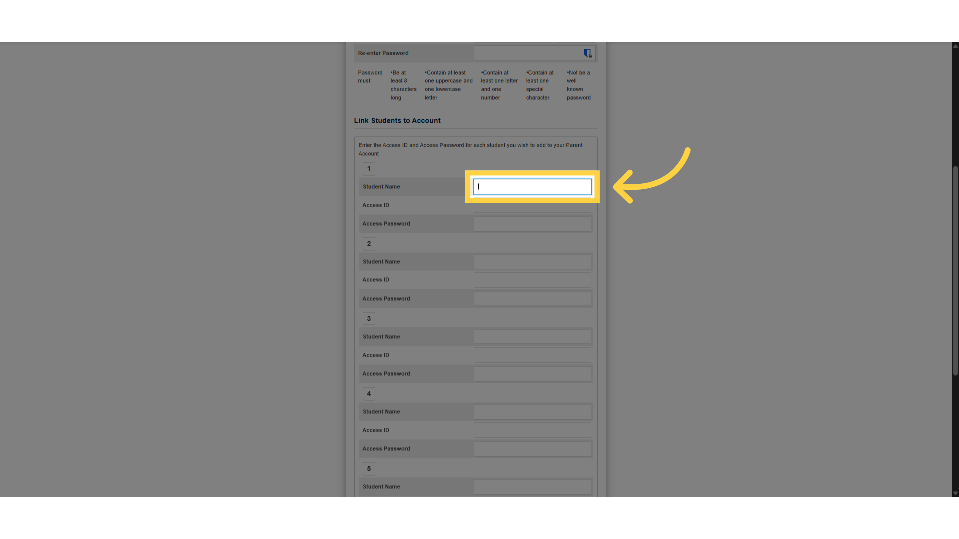 Link students to parent account