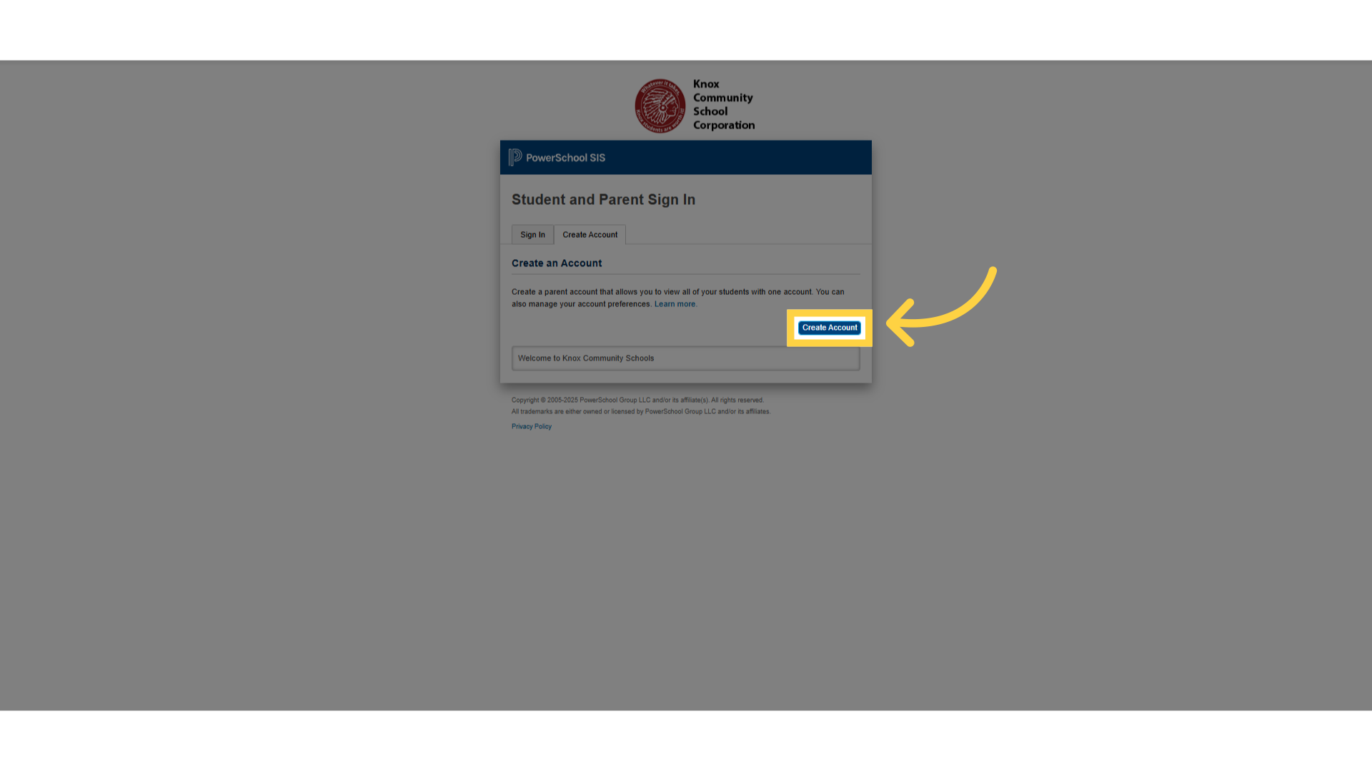 Click 'Create Account'
