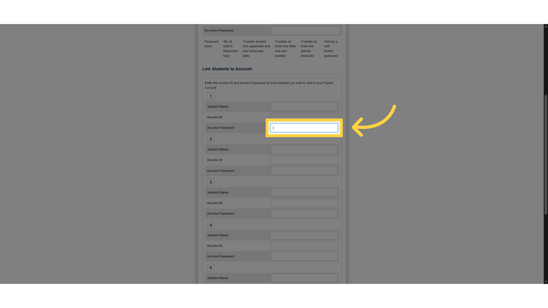 Click 'Access Password'