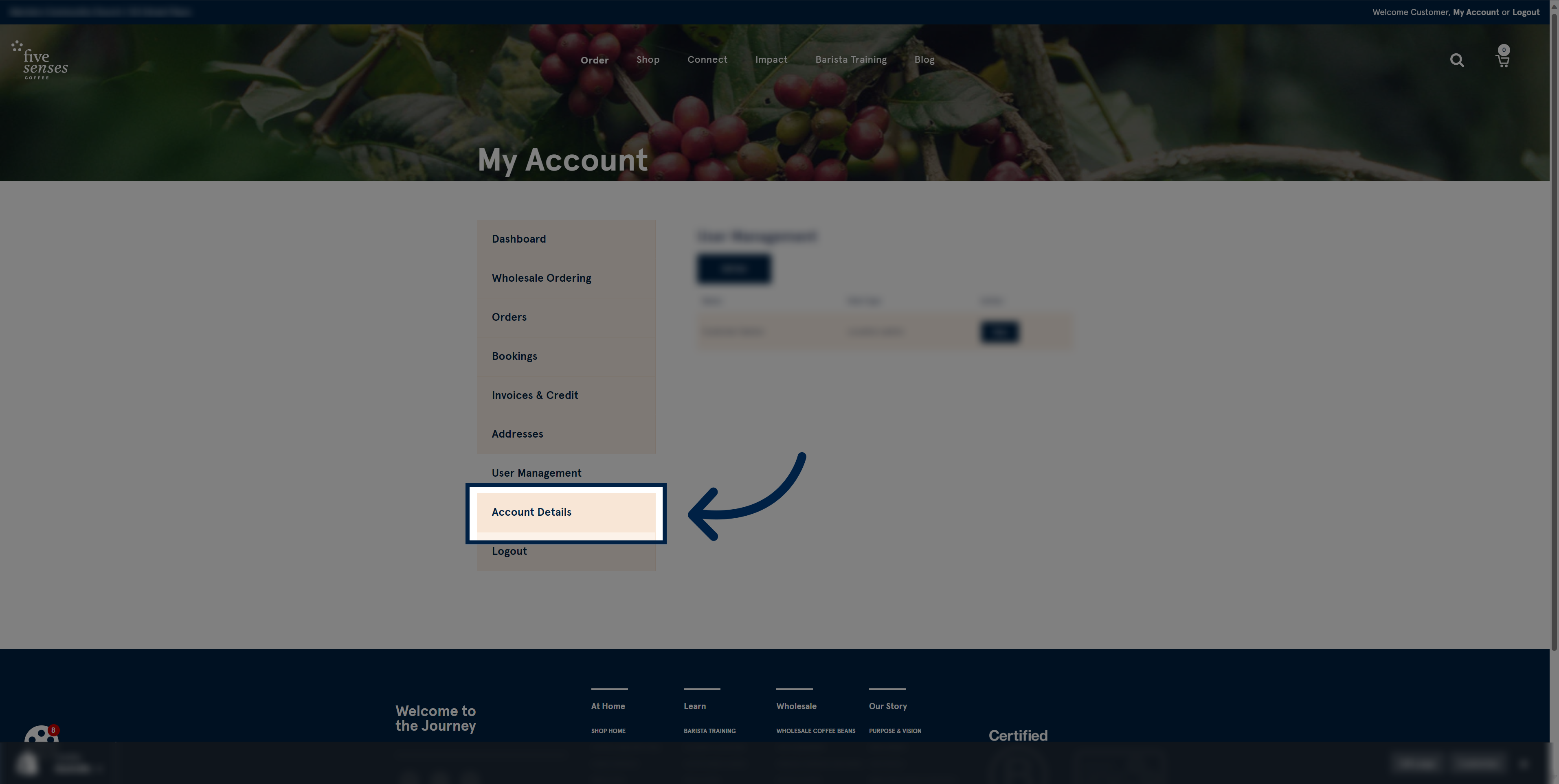 To access your Account details, click 'Account Details'