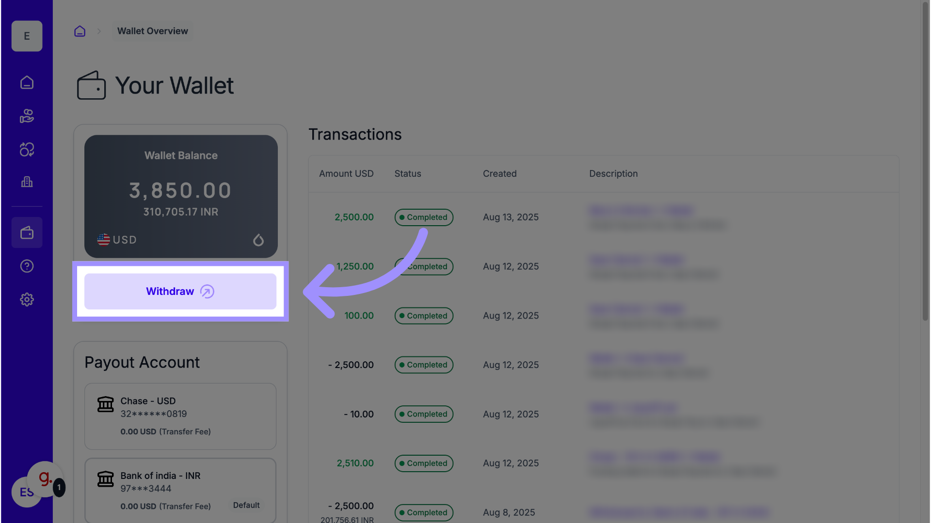Click 'Withdraw'
