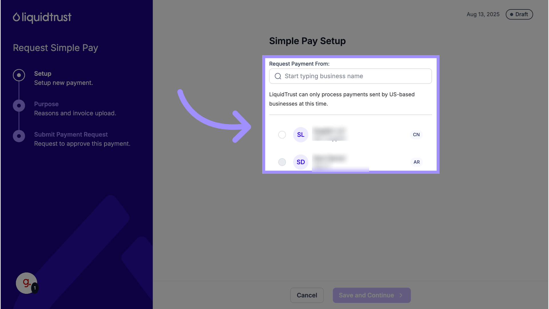 Select a Connected Business
