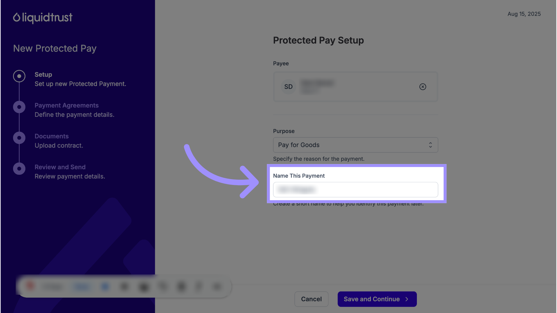Click 'Name This Payment'