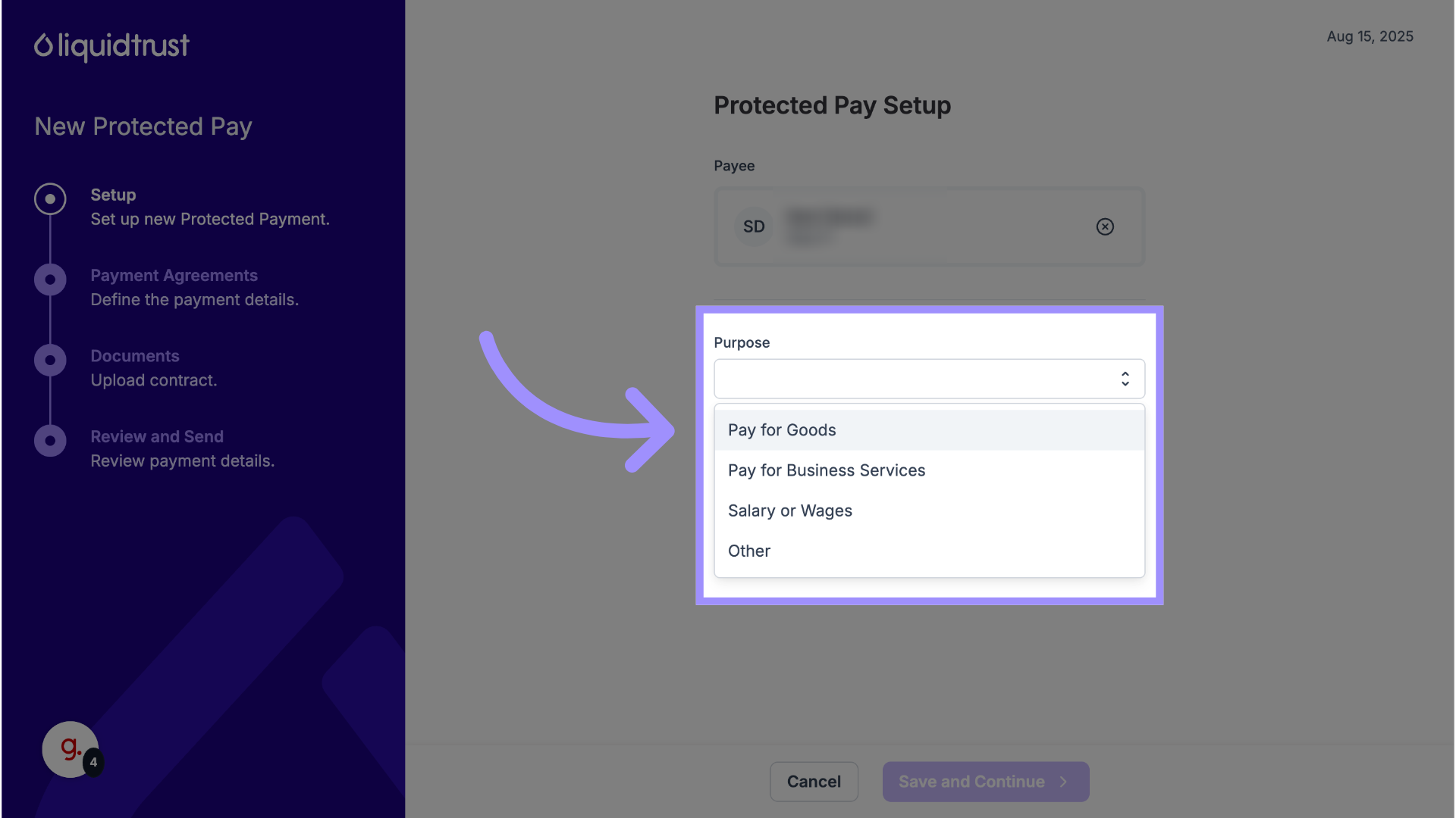 Provide the Purpose of Payment