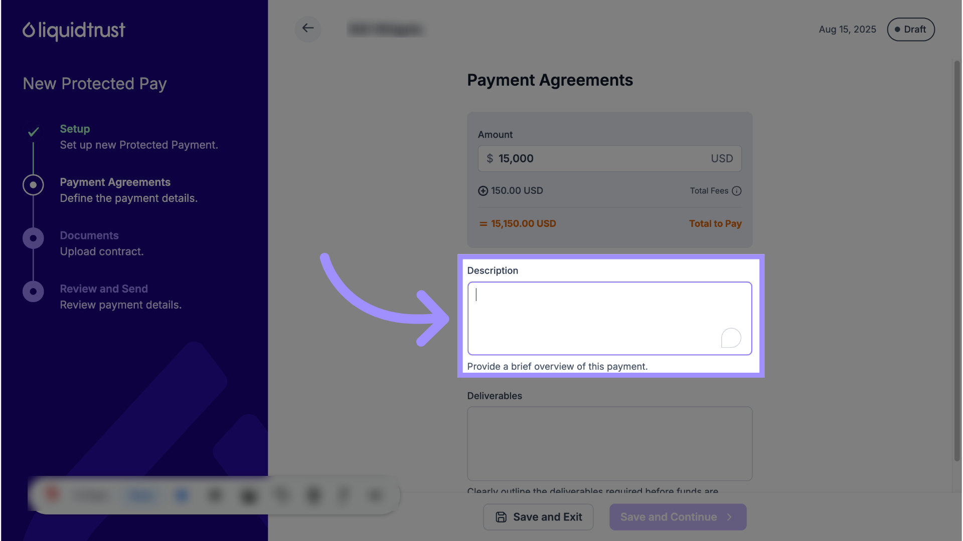 Reason for Payment