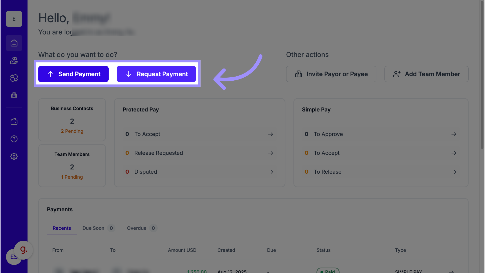 Choose from Dashboard