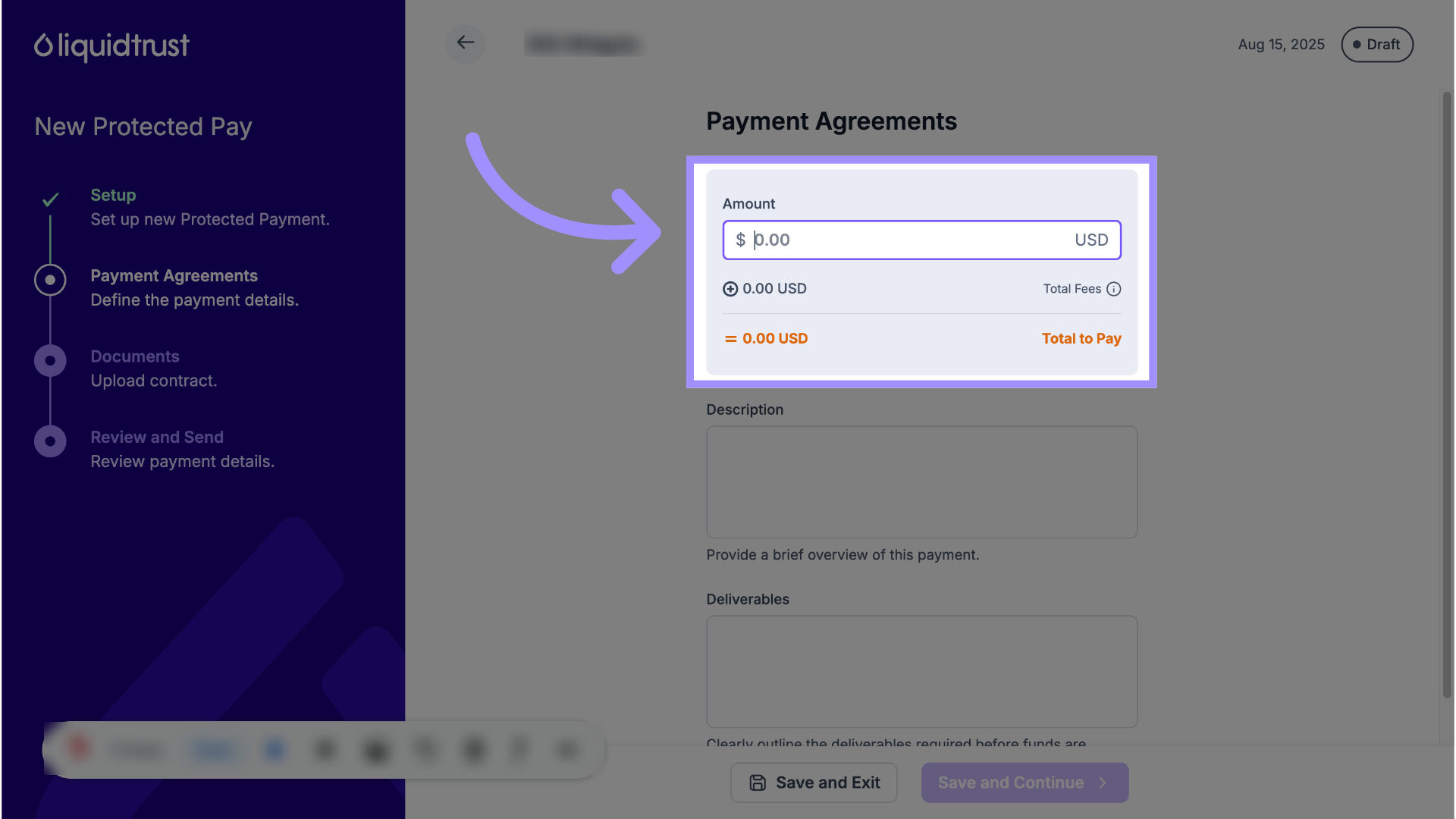 Enter the Payment Amount