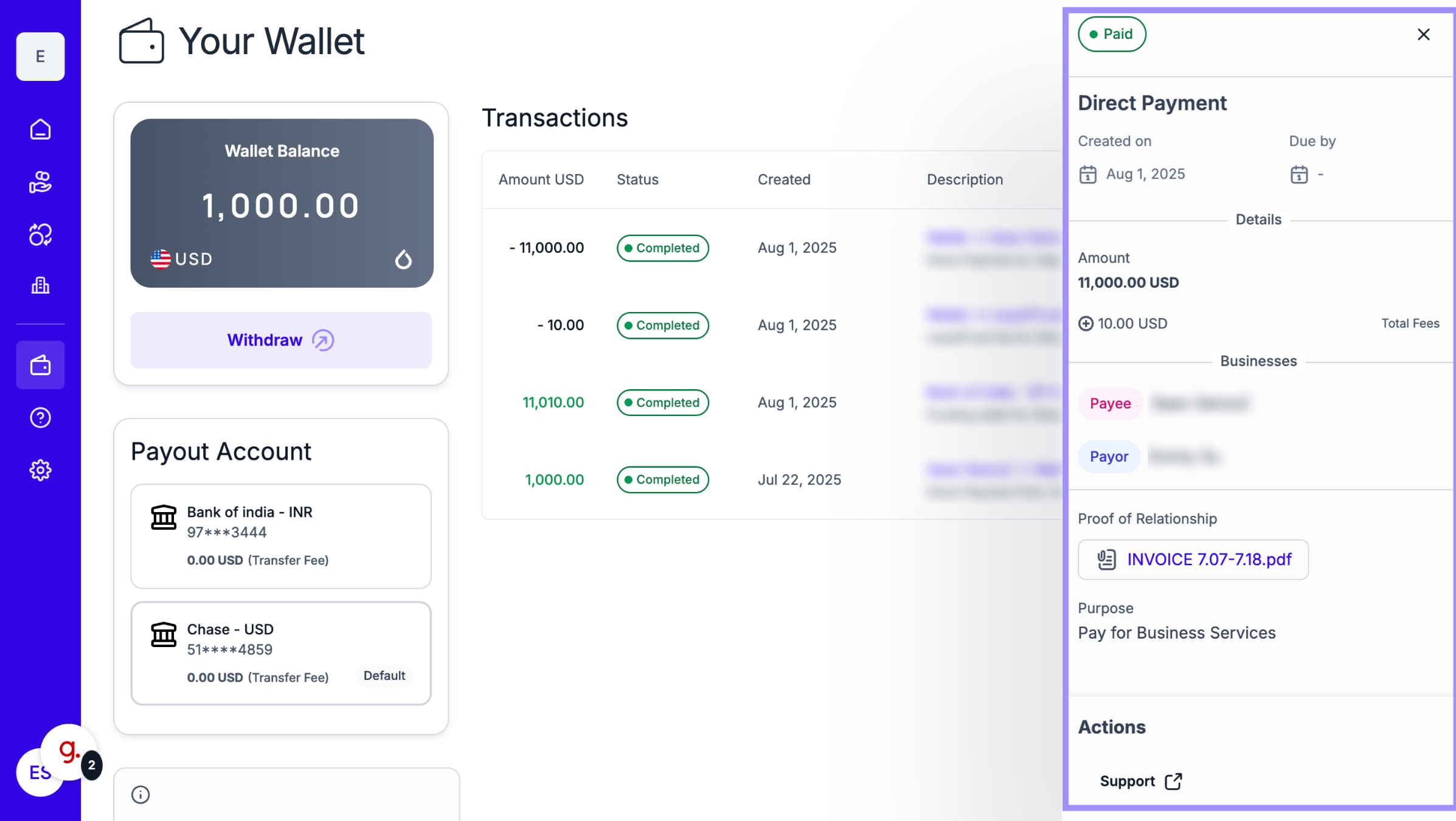 Get More Transaction Details