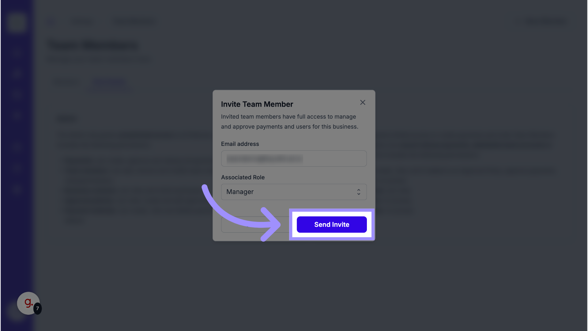Click 'Send Invite'
