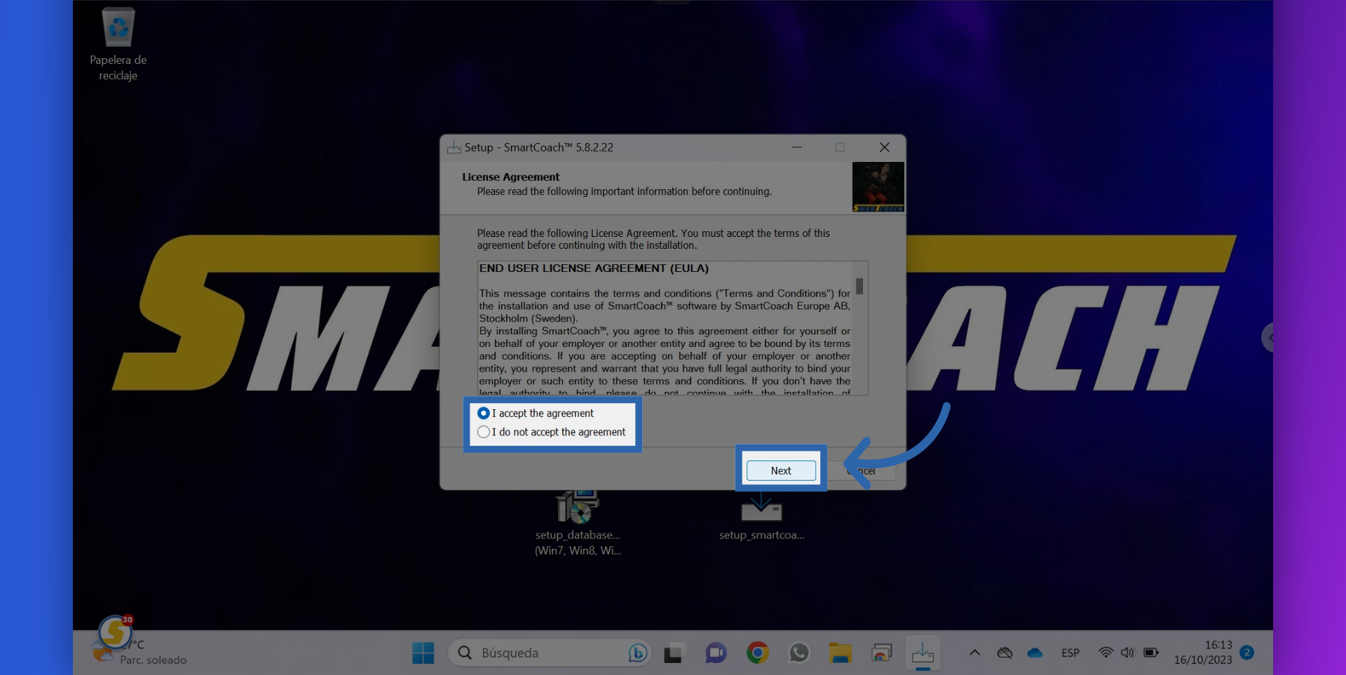 Accept and click on NEXT