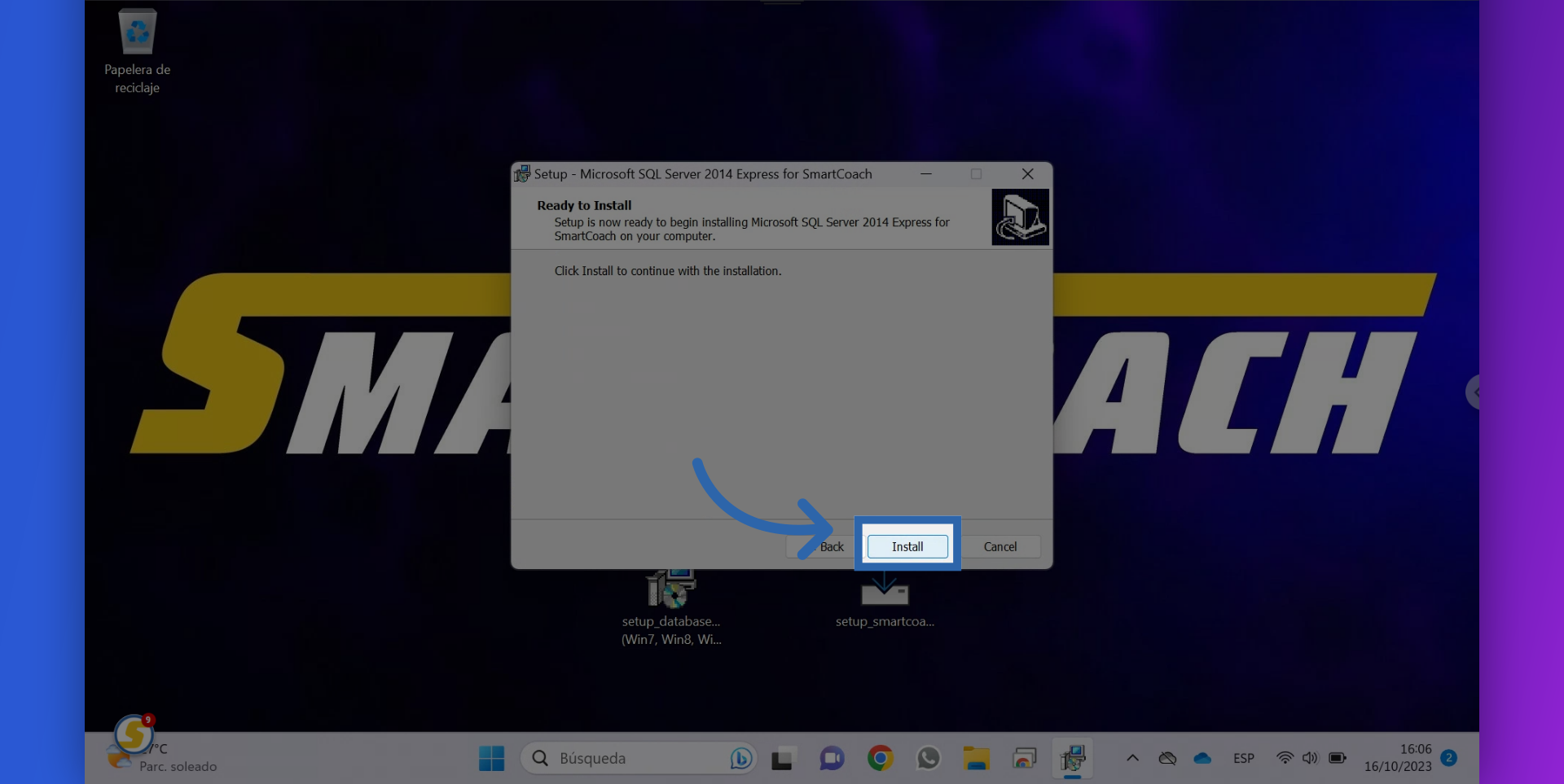 Click on INSTALL
