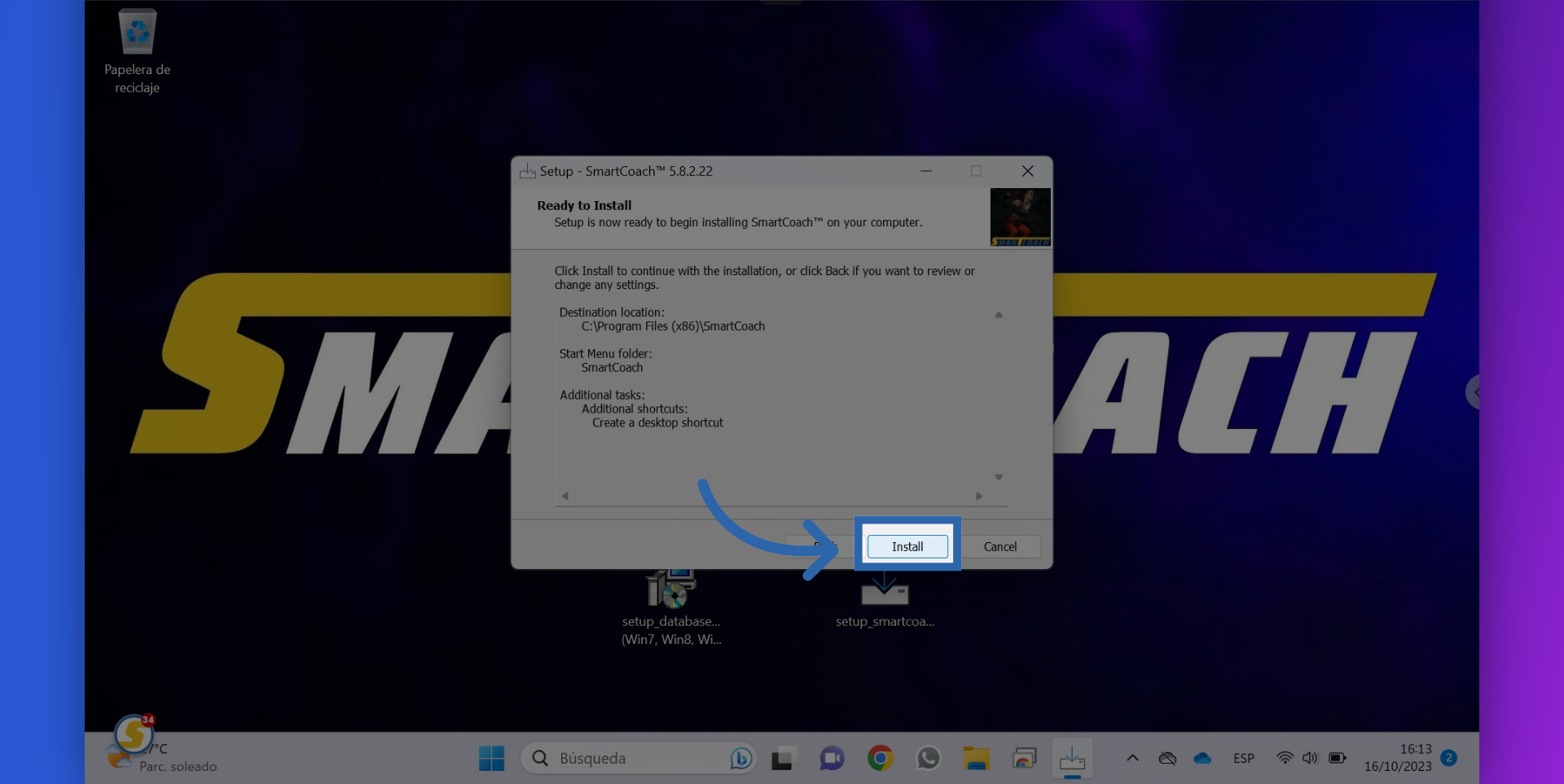 Click on INSTALL
