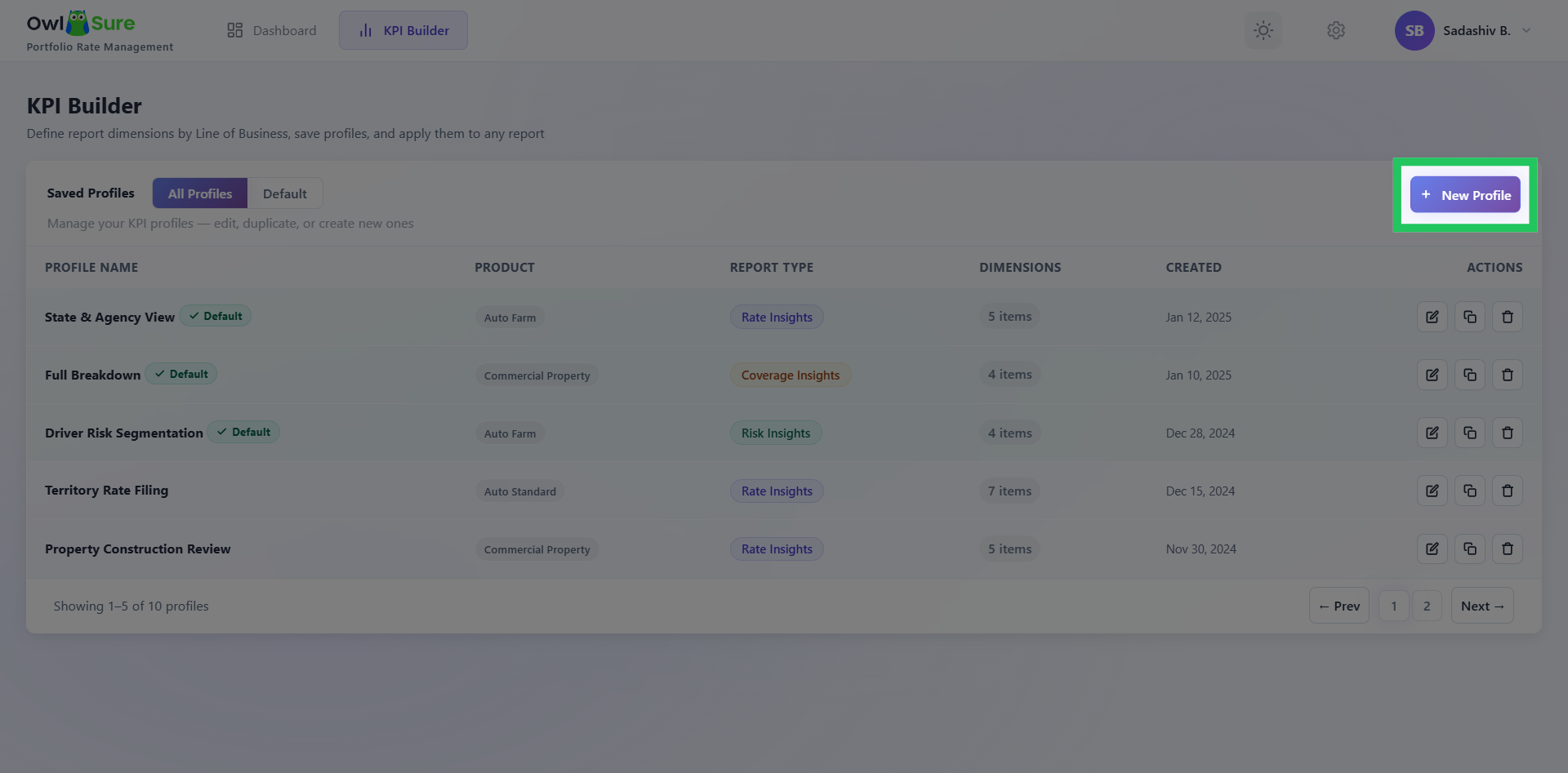 Create a New KPI Profile