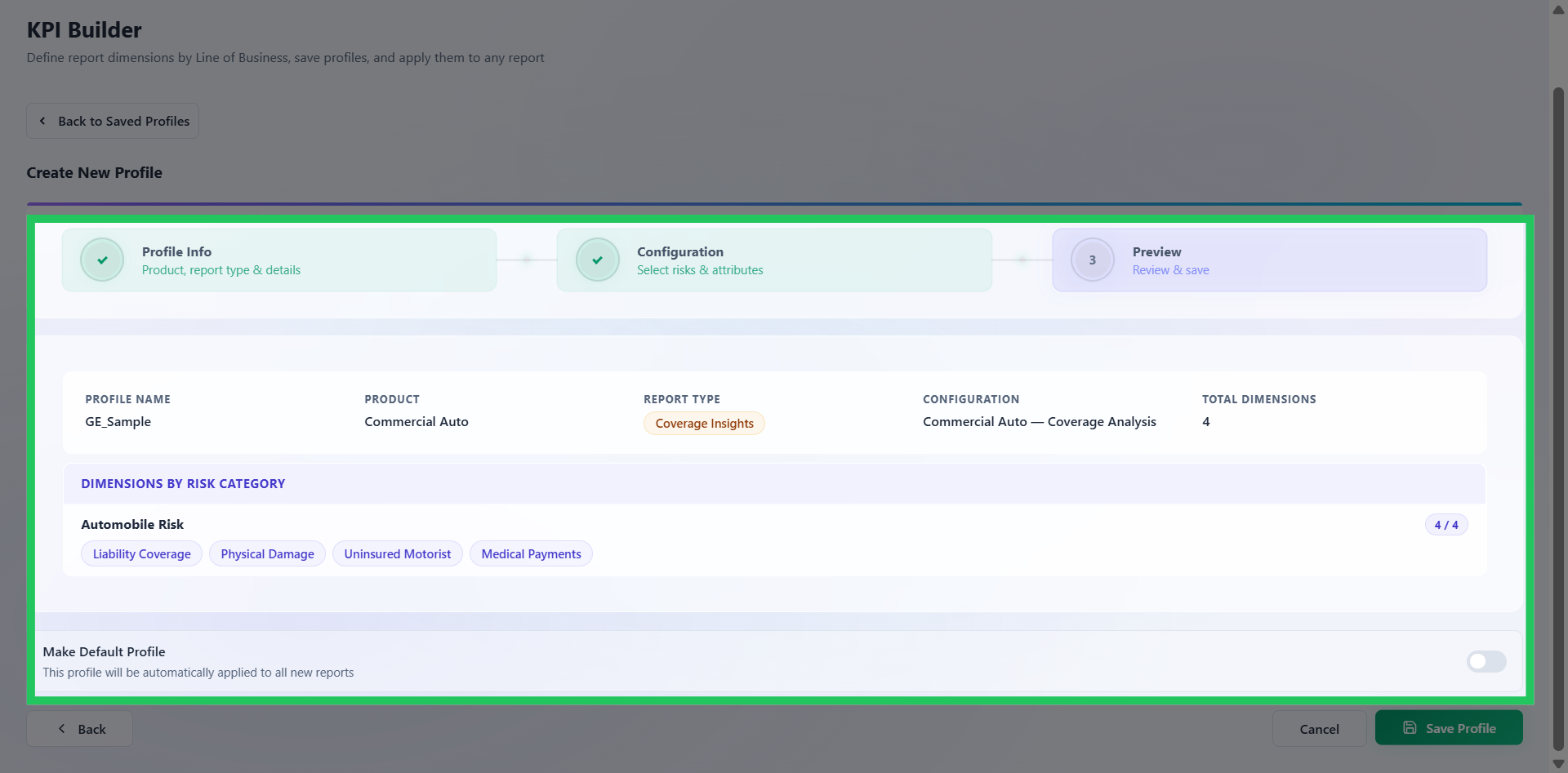 Review and Save Profile