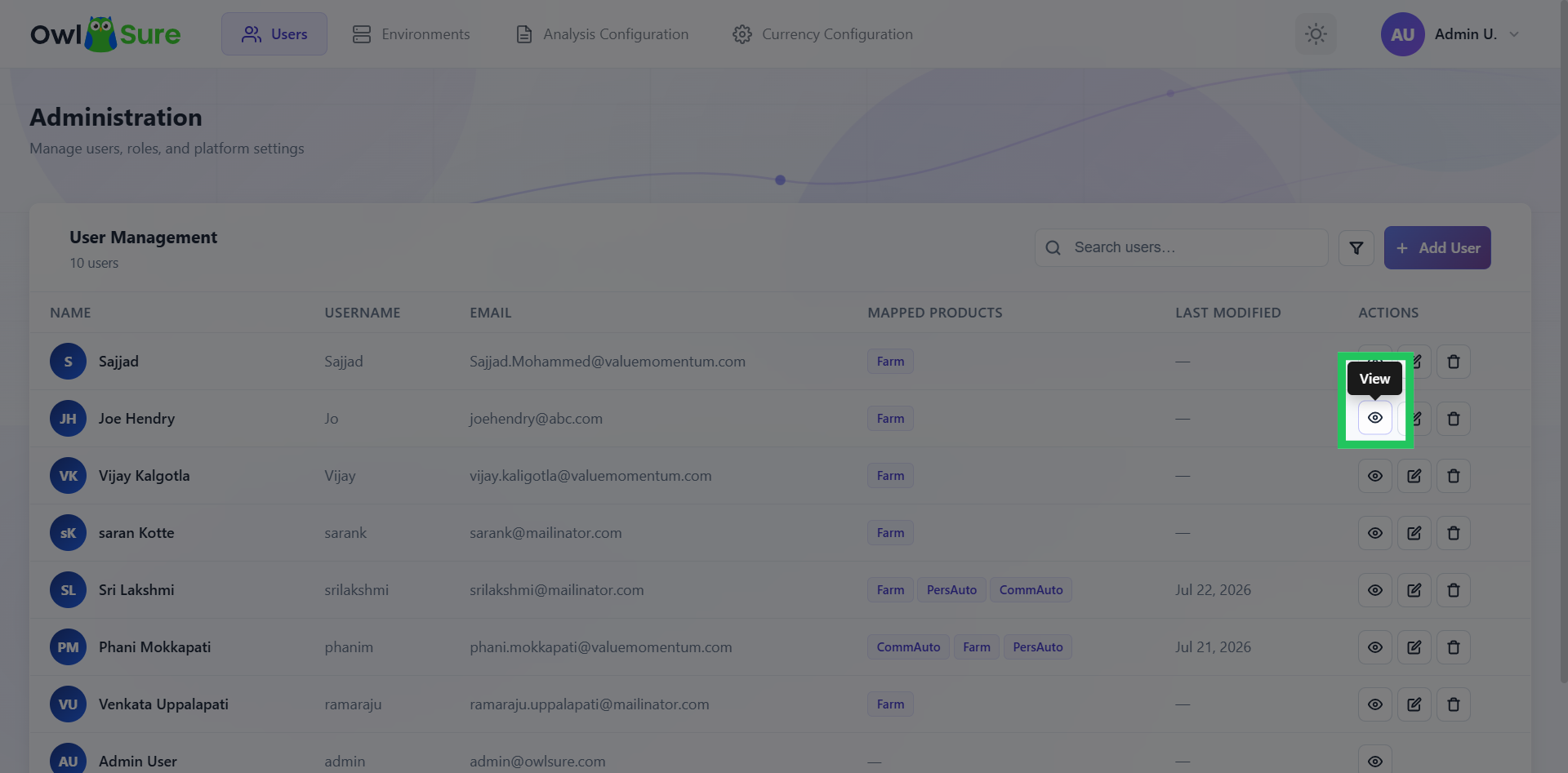 View a User Profile