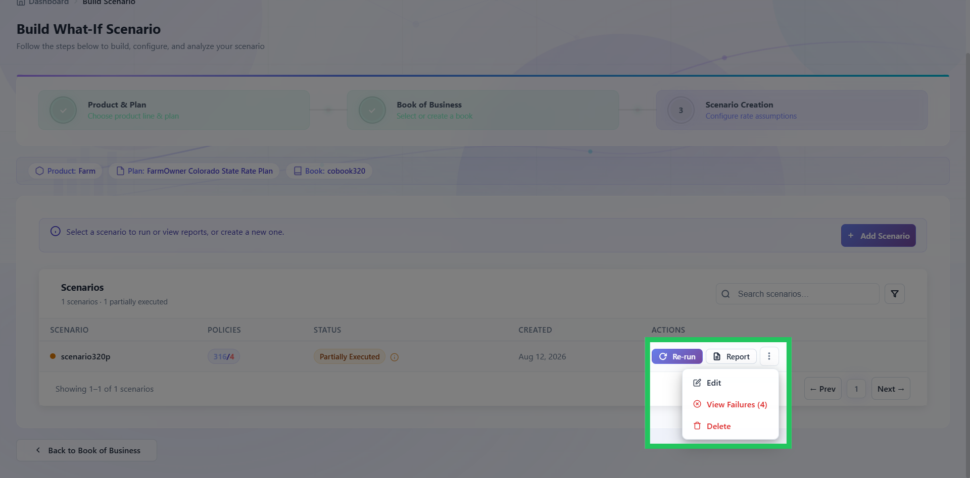 Manage Scenario Options