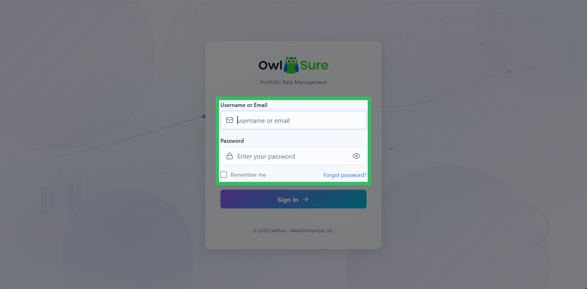 Enter Login Credentials