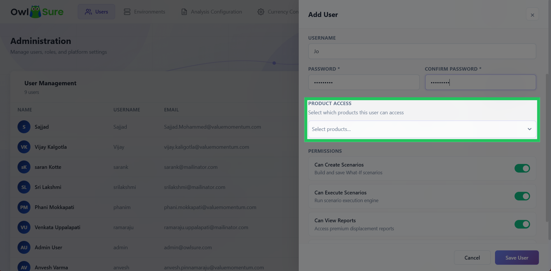 Assign Product Access to a User