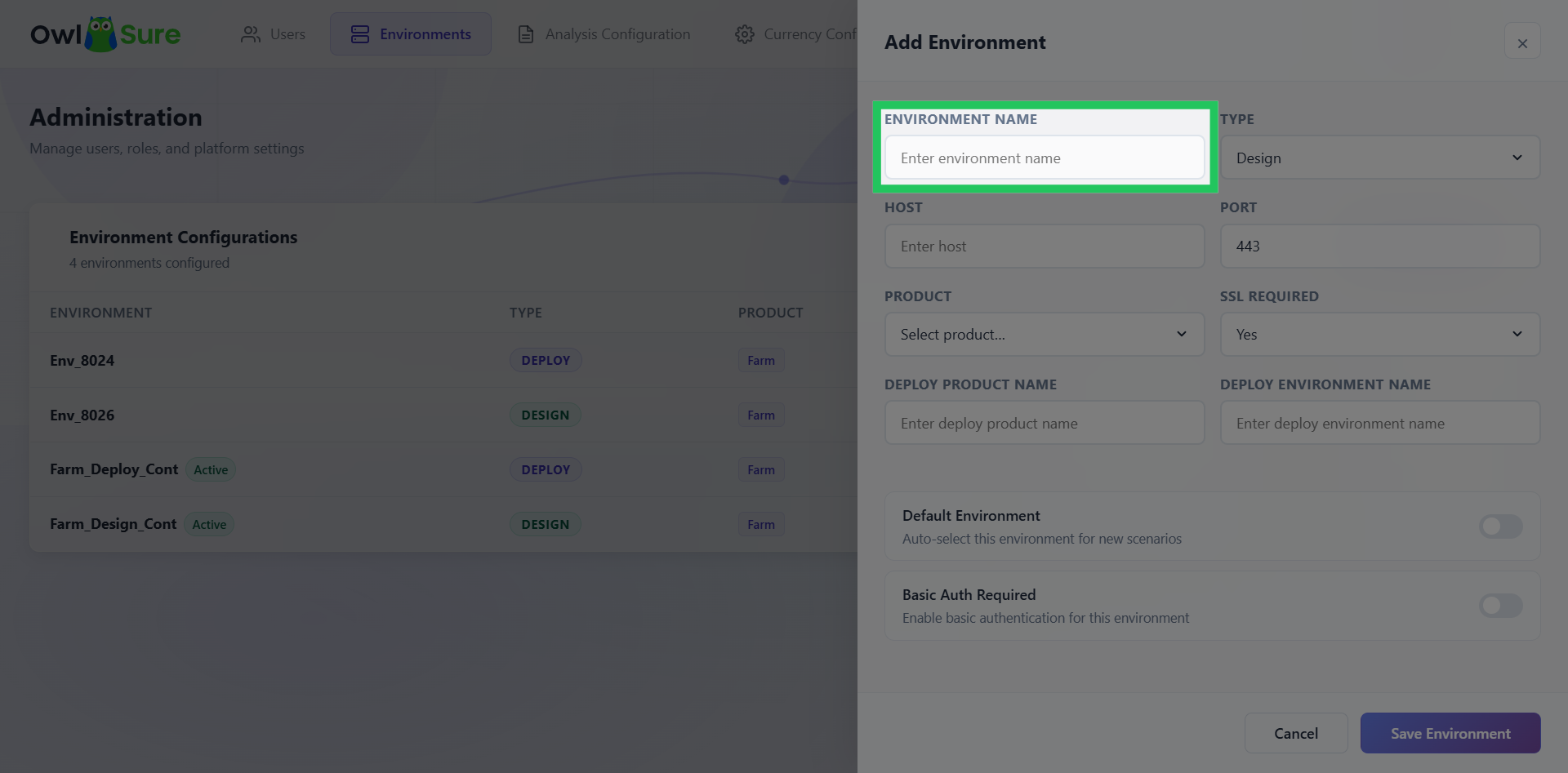 Input Environment Name
