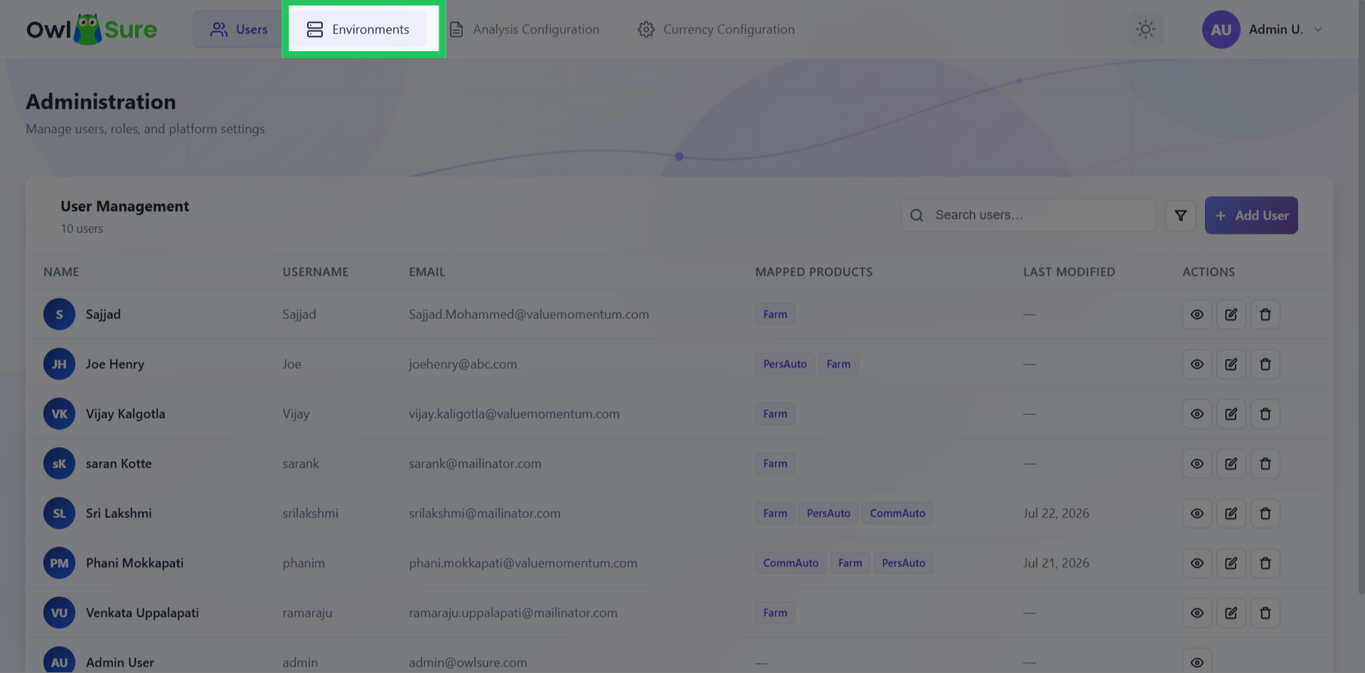 Access Environments Section