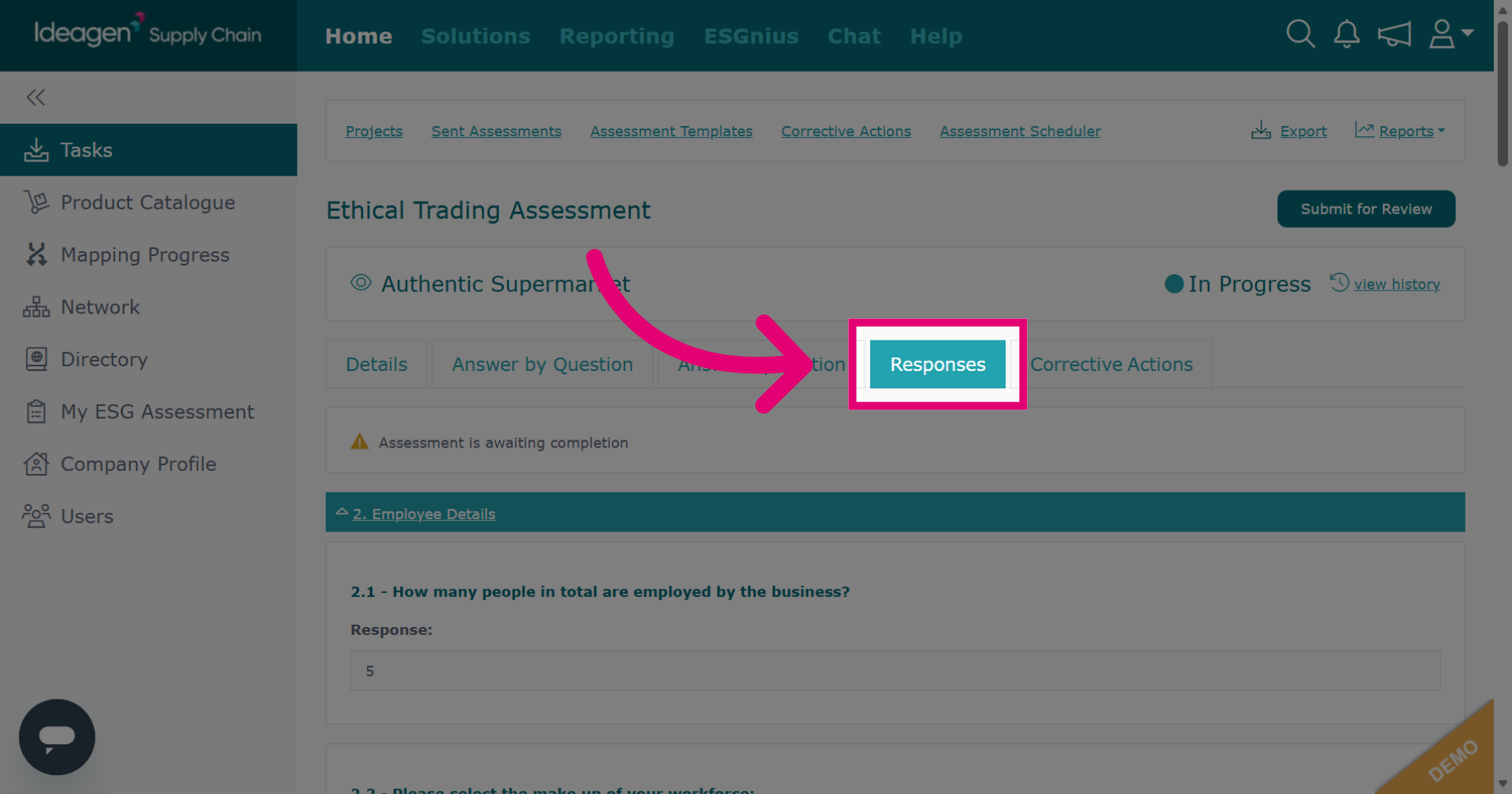 Access Responses Section