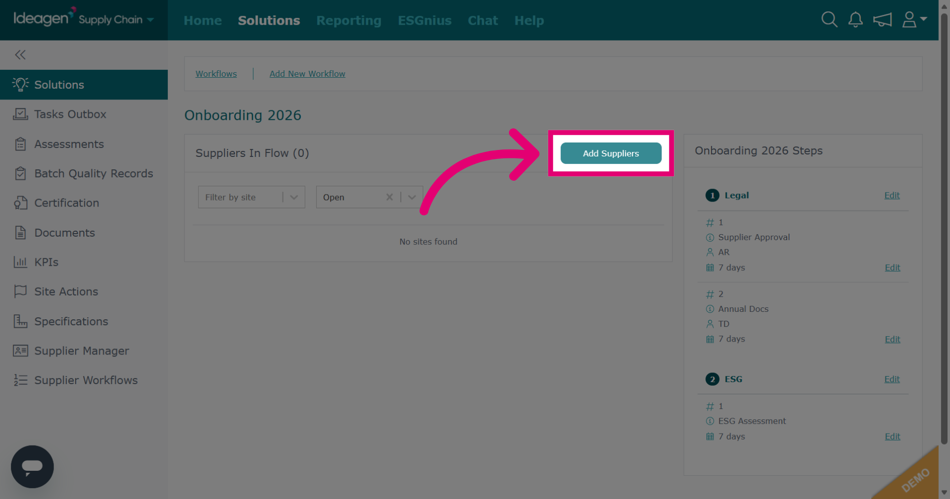 Click 'Add Suppliers'