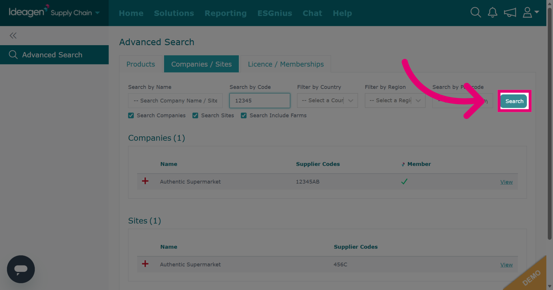 Execute Code Search