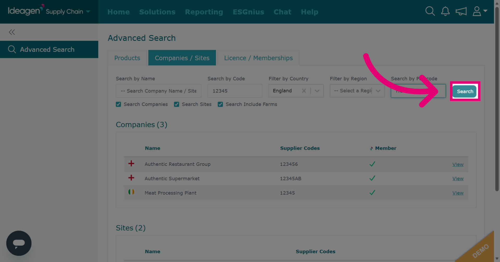 Perform Postcode Search