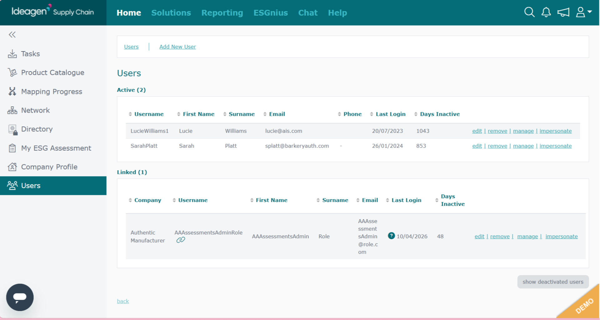 Users Page