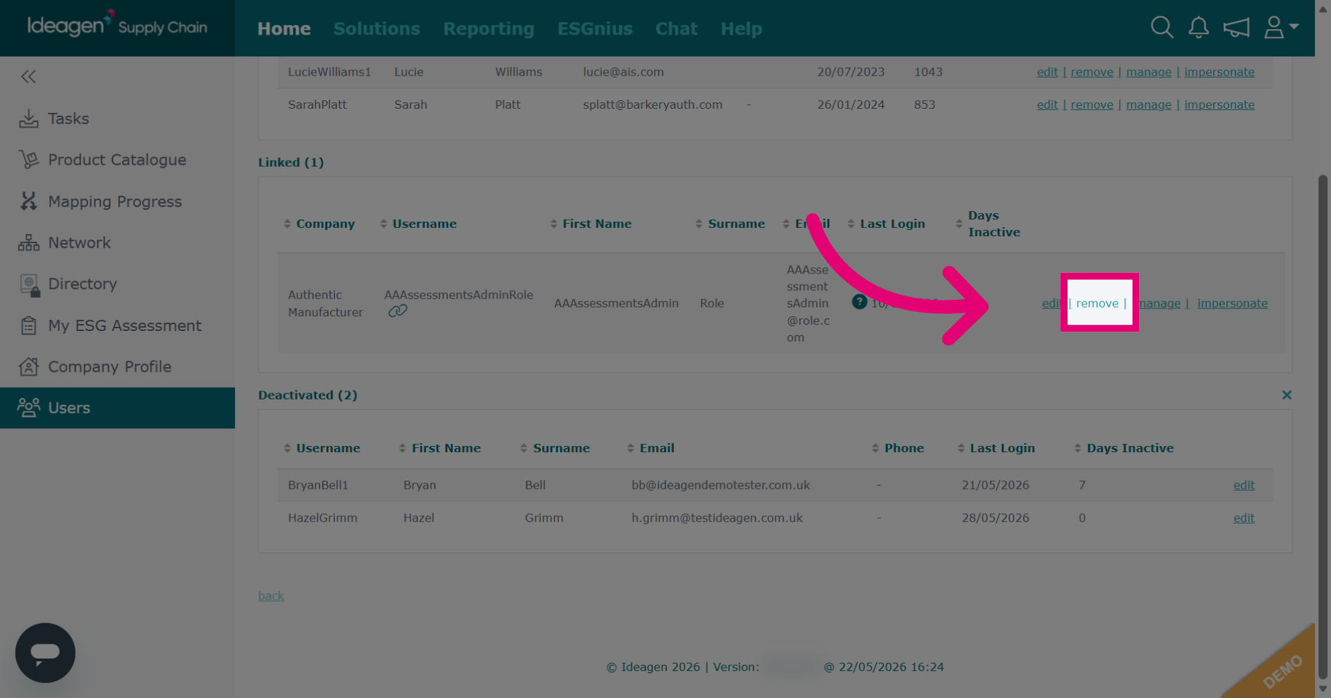 Remove Active Users