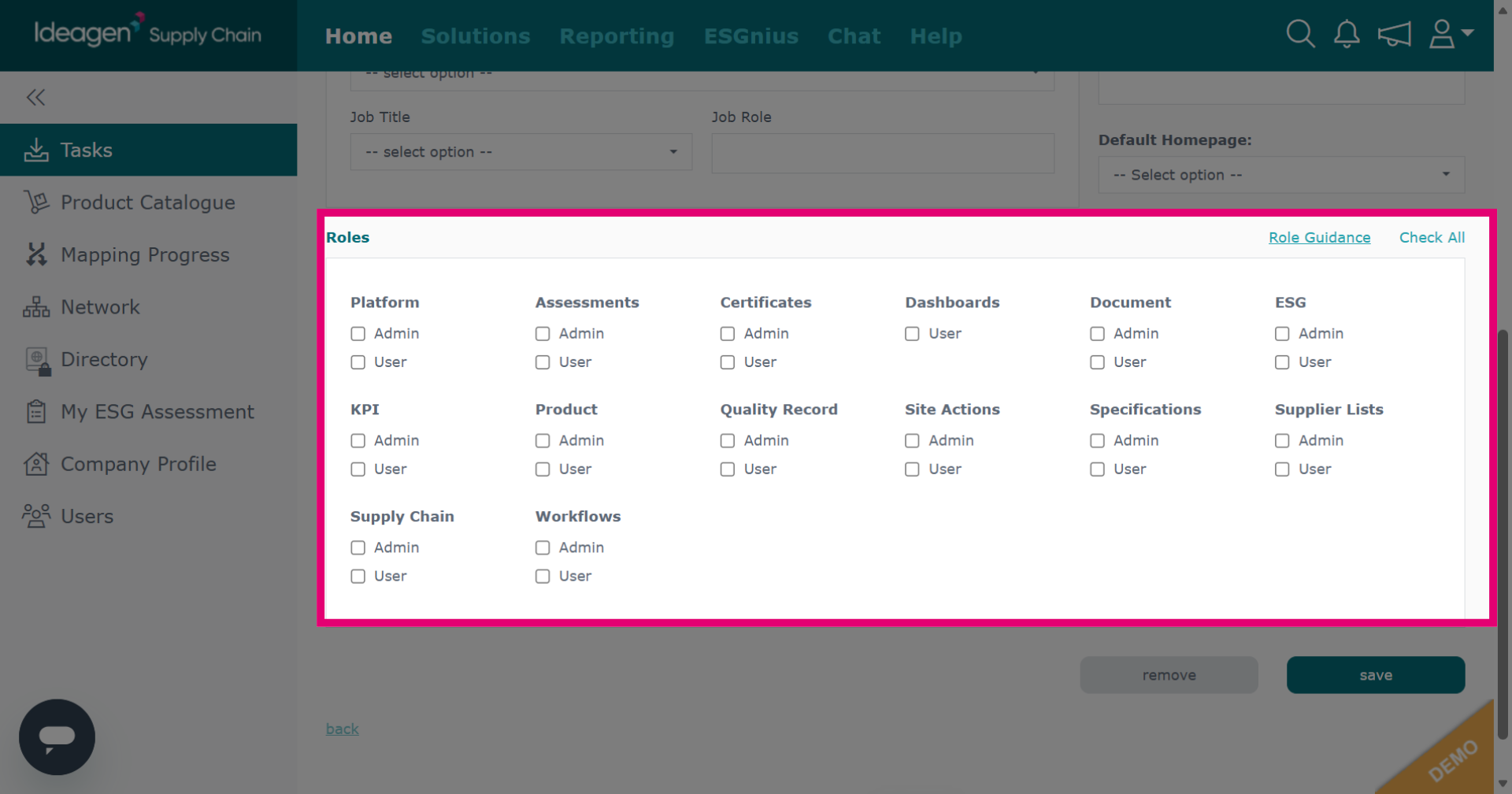 Select Roles