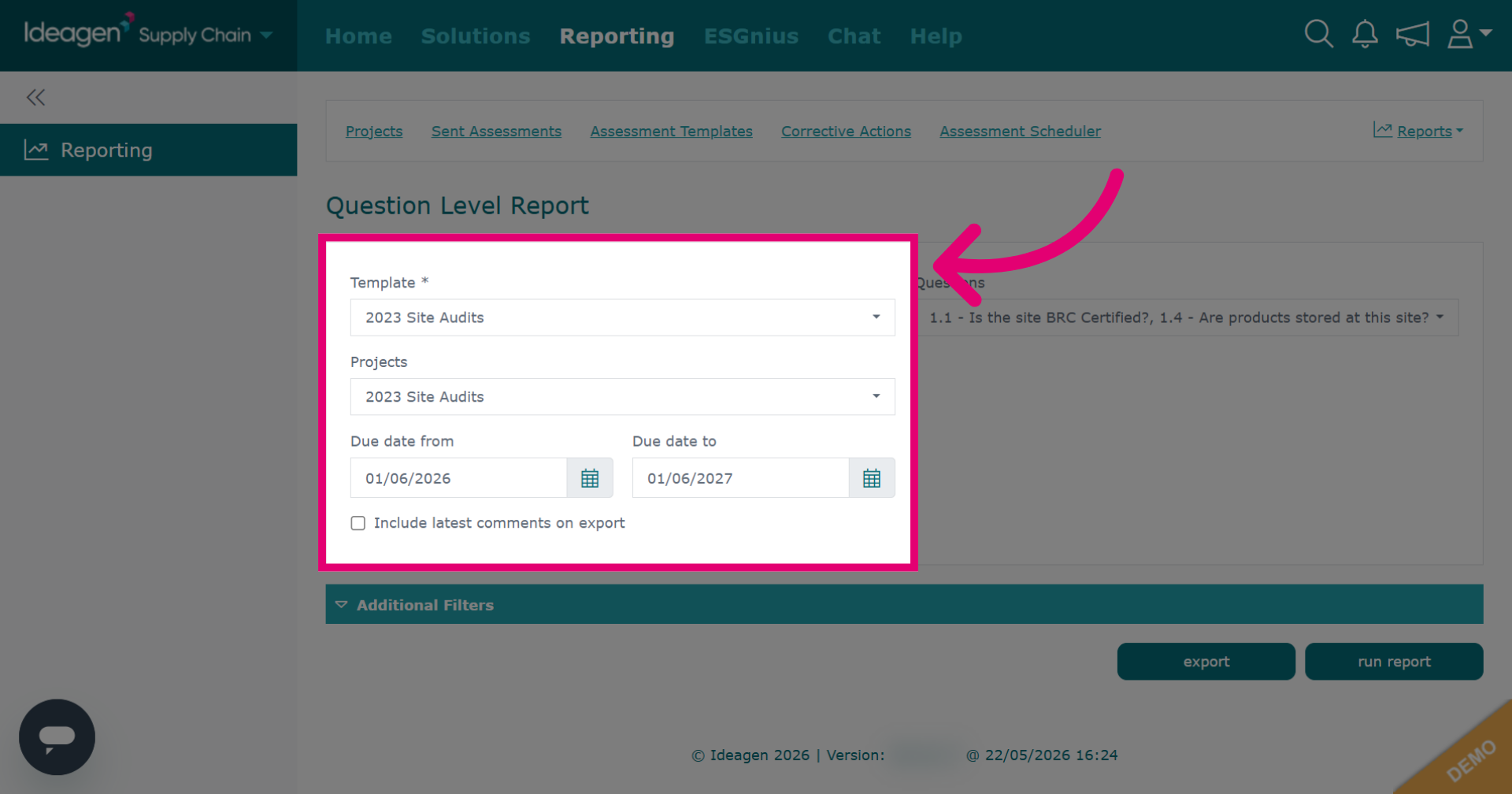 Pick a report template