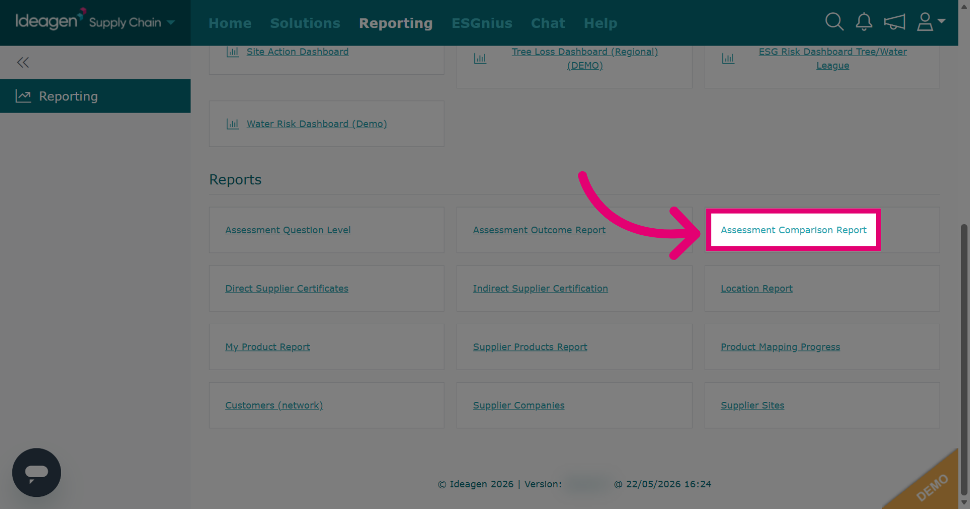 Select 'Assessment Comparison Report'
