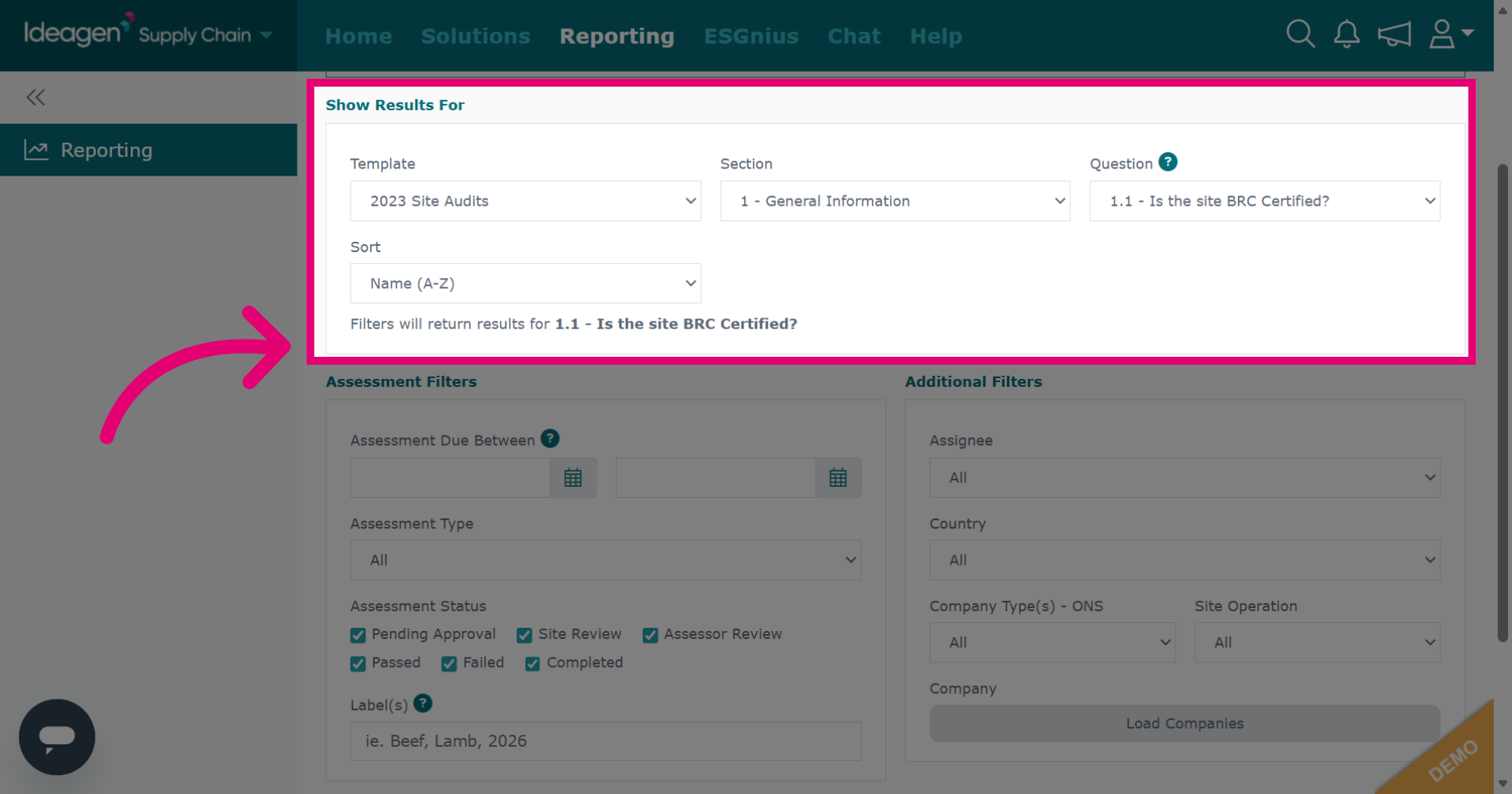 Pick a report template