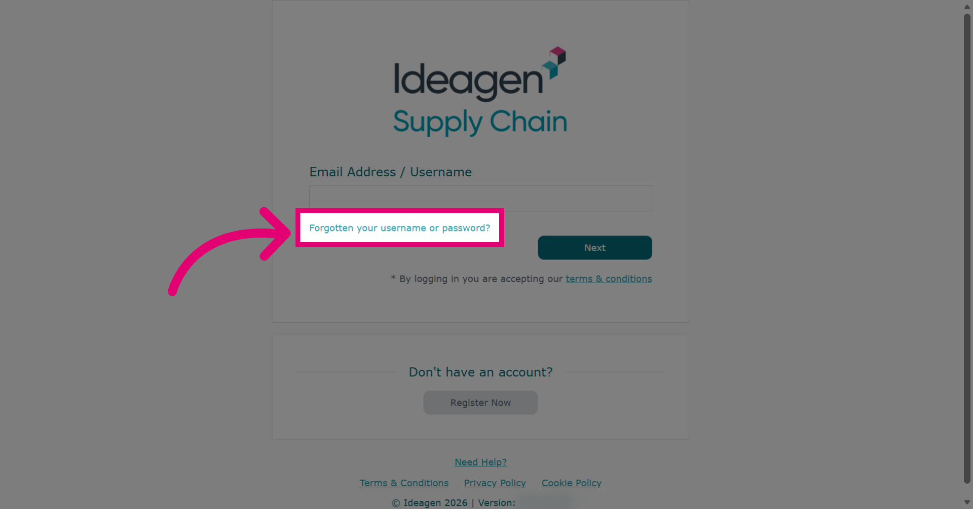 Click 'Forgotten your username or password?'
