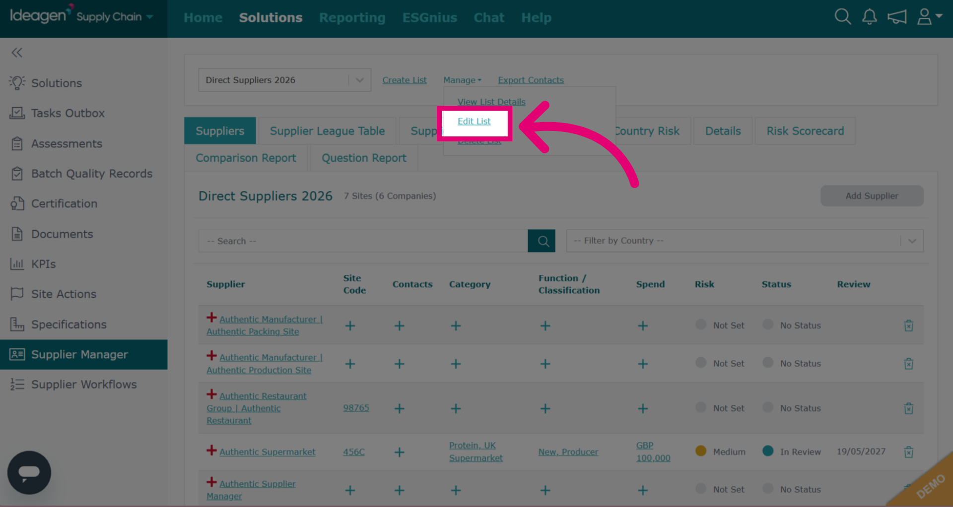 Click 'Edit List'