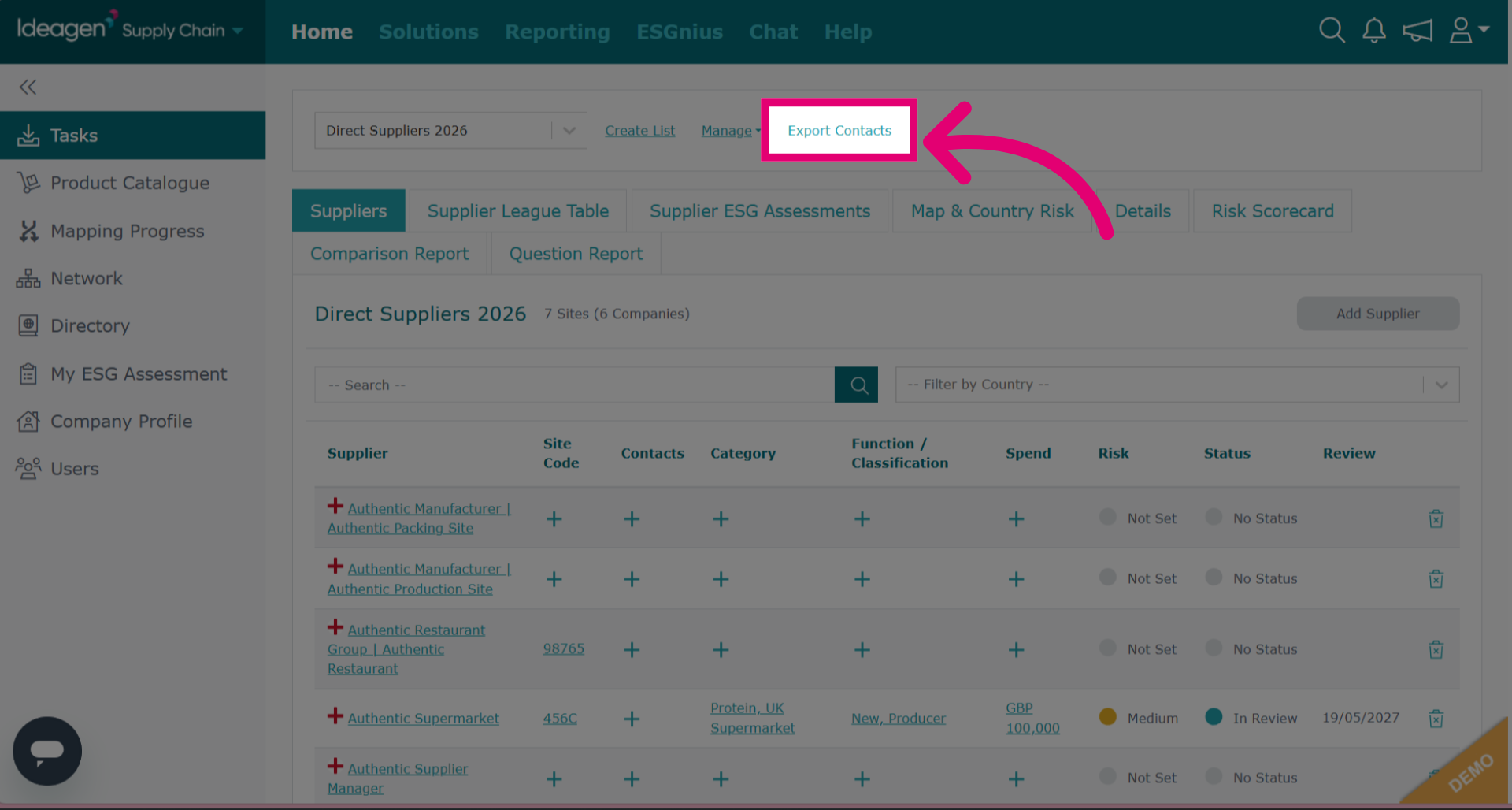 Click 'Export Contacts'