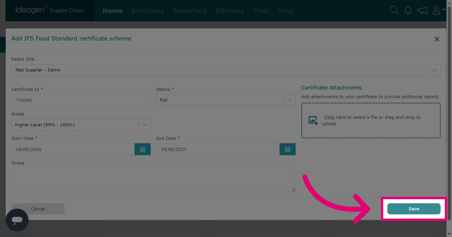 Save Certificate Details