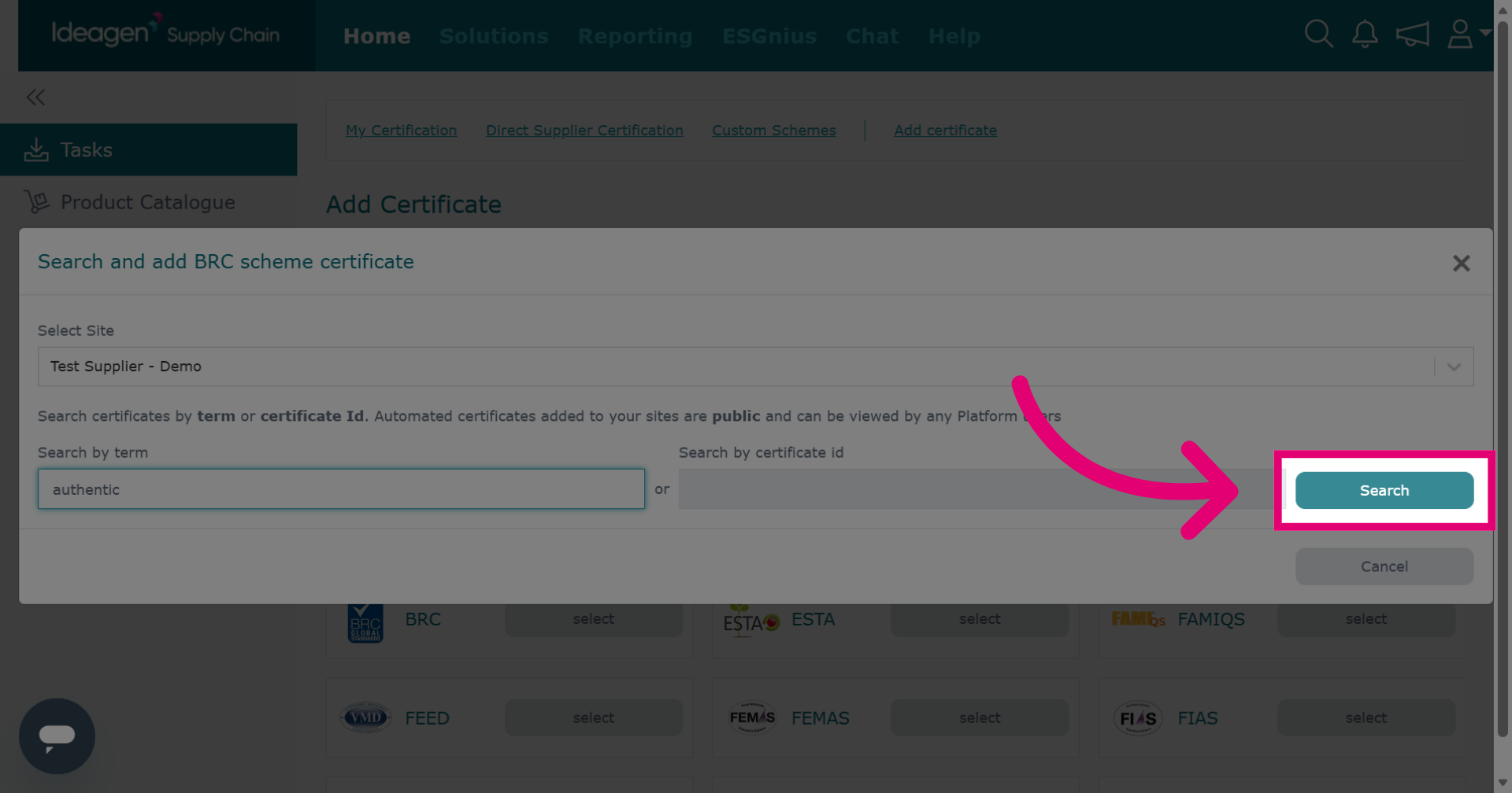 Execute Certificate Search