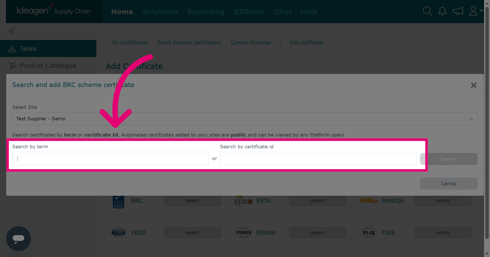 Access Certificate Search