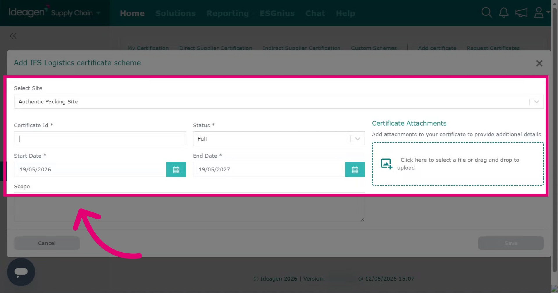 Enter Certificate Details