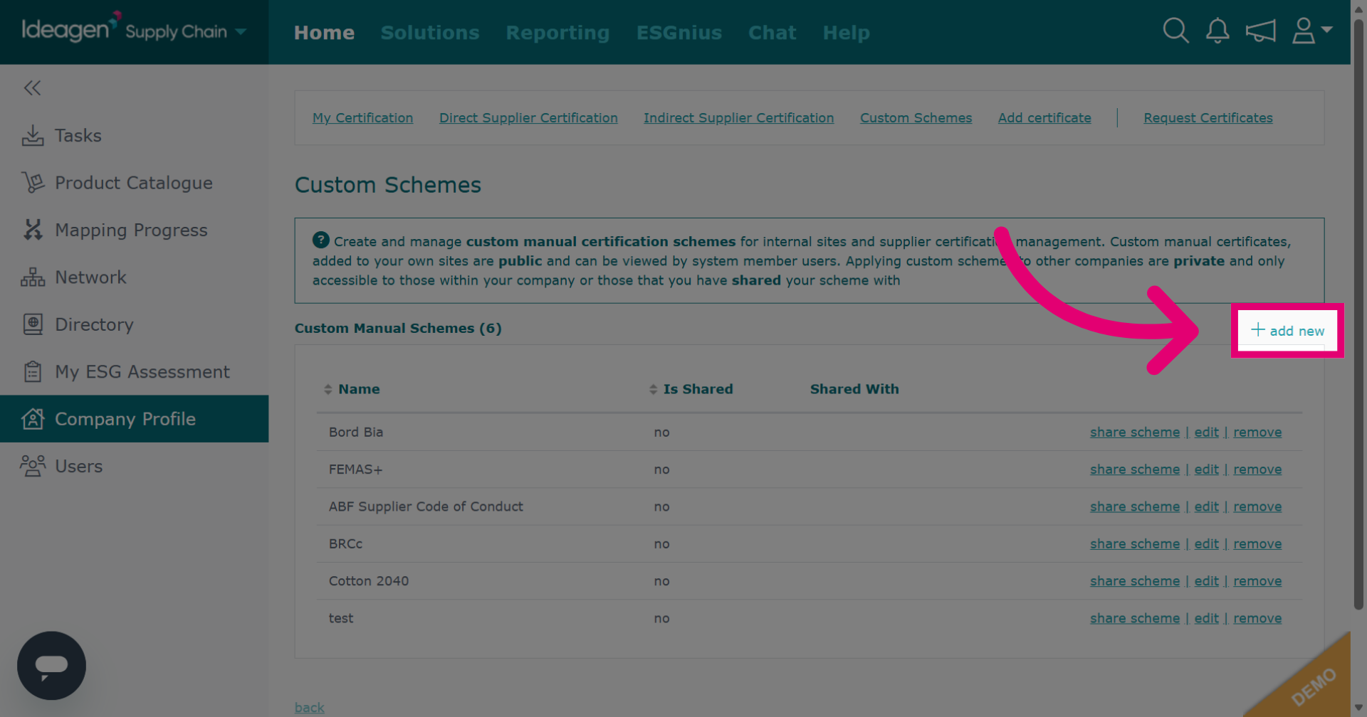 Create New Custom Scheme