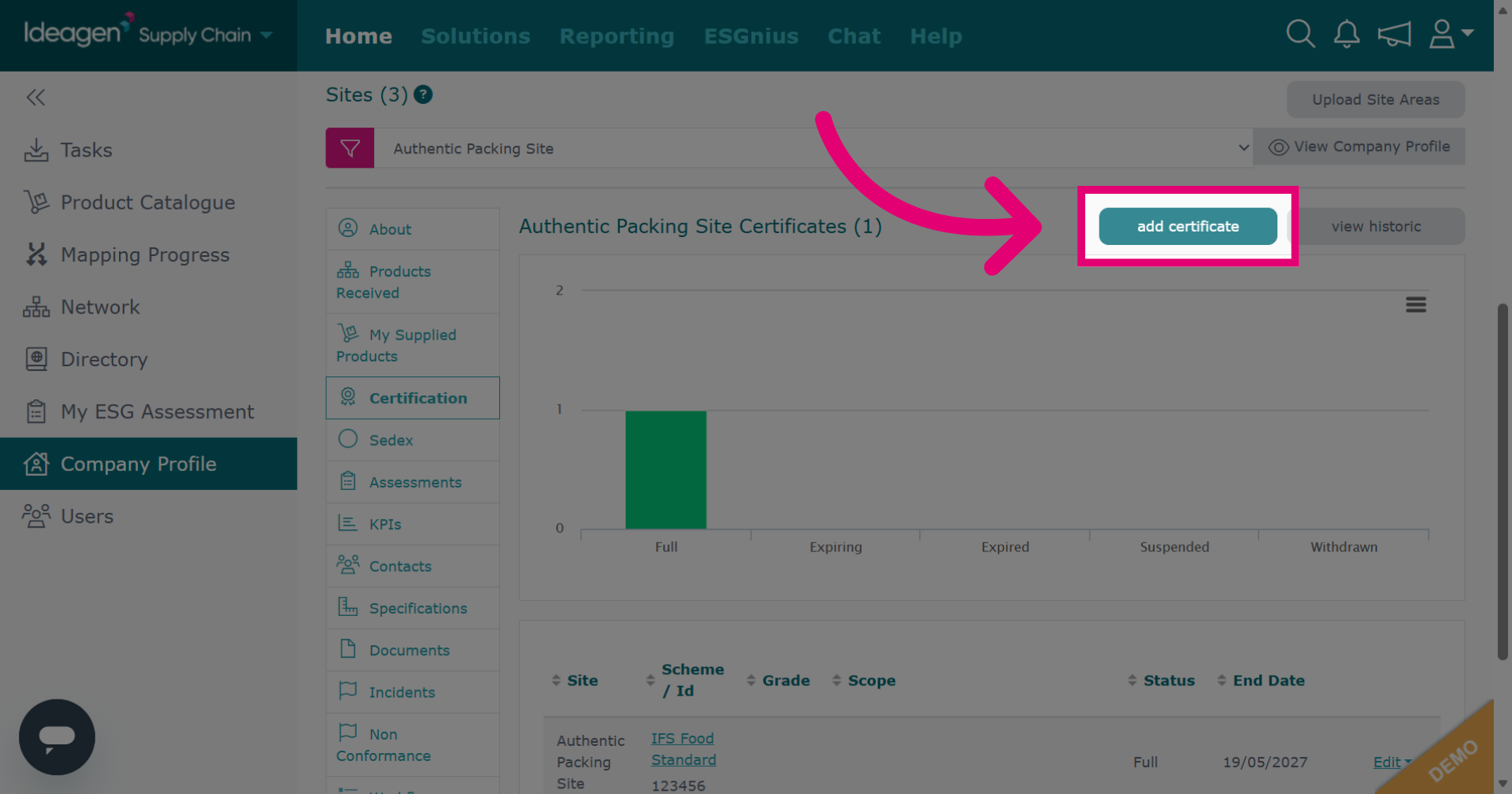 Initiate Adding Certificate