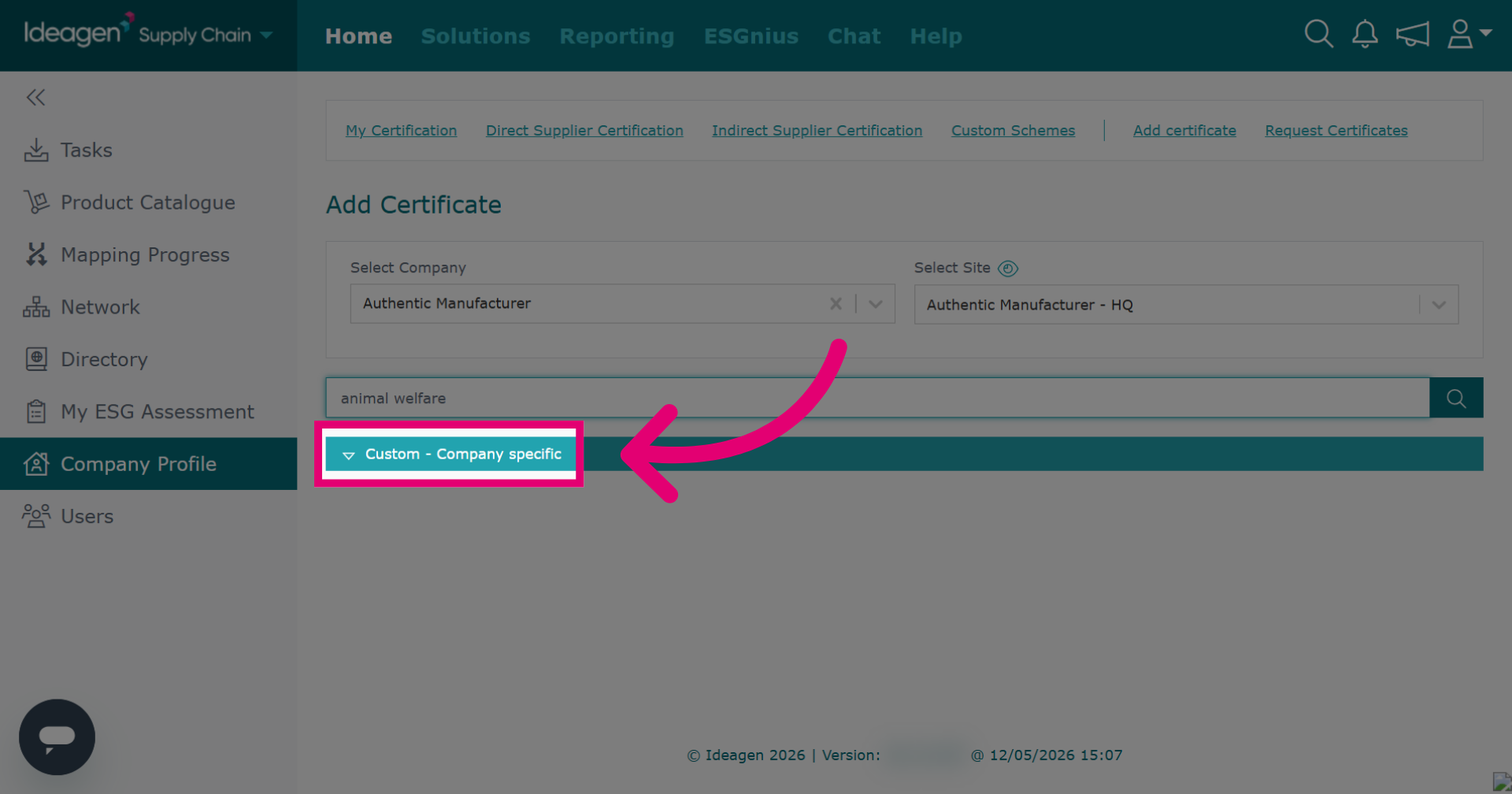 Select Custom Scheme