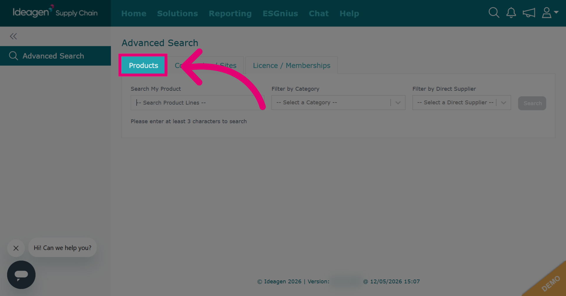 Find Product via Search Bar
