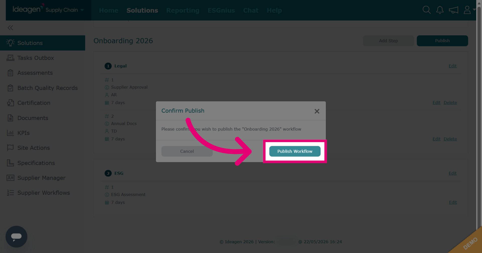 Confirm Workflow Publication