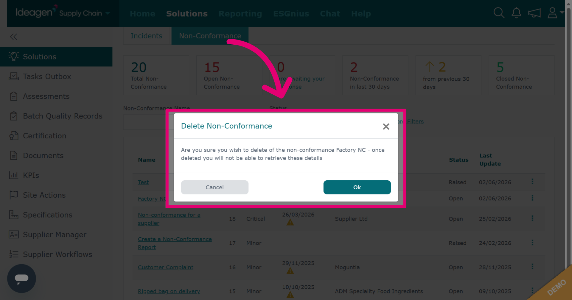 Confirm Or Cancel Deletion