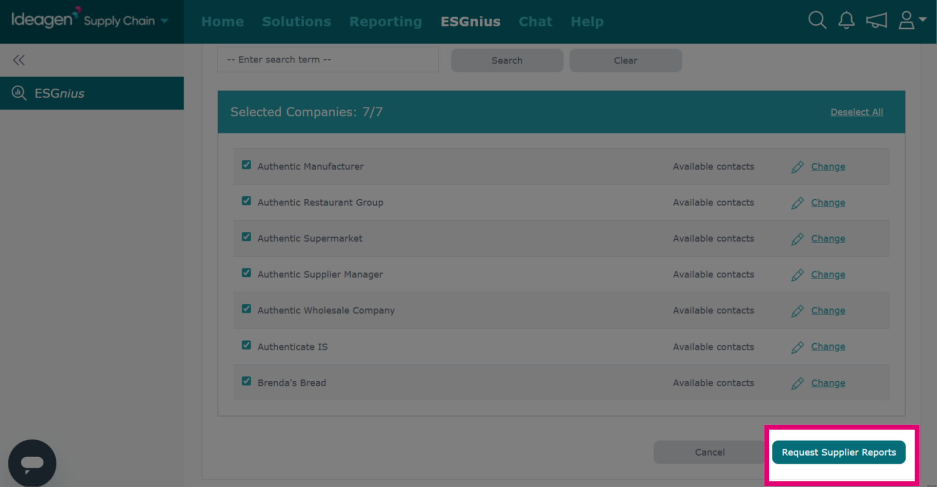 Request Supplier Reports